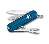 Victorinox, Classic SD, Navaja Multiuso Suiza, Cuchillo bolsillo, Regalo, 7 Funciones, Hoja pequeña, Lima de uñas, Azul Petróleo Transparente