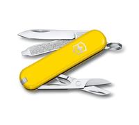 Victorinox, Classic SD, Navaja Multiuso Suiza, Cuchillo bolsillo, Regalo, 7 Funciones, Hoja pequeña, Lima de uñas, Amarillo
