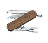 Victorinox Classic SD Wood, Navaja Multiuso Suiza, Cuchillo bolsillo, Regalo, 5 Funciones, Hoja pequeña, Lima de uñas