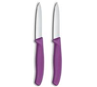 Victorinox Cuchillos Peladores Swiss Classic, Set de 2 para Verdura, 8 cm | Ideal para pelar frutas y verduras, hoja de acero inoxidable de filo recto, punta central, mango ergonómico, color violeta