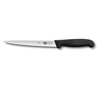 Victorinox Fibrox - Cuchillo afilado para filetear carne y pescado, 18 cm, hoja recta, flexible, acero inoxidable, color negro