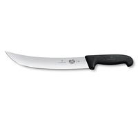 Victorinox Fibrox Cuchillo carnicero curvo, cuchillo de carnicero largo para trocear grandes piezas de carne, 25 cm, hoja curva, afilado, acero inoxidable, negro