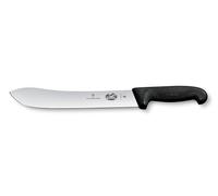 Victorinox Fibrox Cuchillo de carnicero, cuchillo largo para trocear grandes piezas de carne, 25 cm, hoja curva, afilado, acero inoxidable, negro