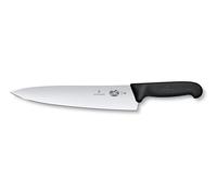Victorinox Fibrox Cuchillo de cocina, cuchillo universal ancho para carne, pescado, verdura y hierbas, 25 cm, hoja recta, afilado, acero inoxidable, negro