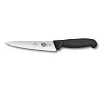 Victorinox Fibrox Cuchillo de cocina, cuchillo universal ancho para fruta y verdura, 15 cm, hoja recta, afilado, acero inoxidable, negro