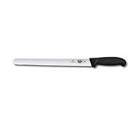Victorinox Fibrox Cuchillo de jamón, cuchillo de cocina largo para carne y jamón, 30 cm, hoja recta, afilado, acero inoxidable, negro