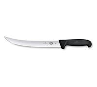 Victorinox Fibrox Cuchillo de matanza, cuchillo de despiece largo para trocear grandes piezas de carne, 25 cm, hoja curva, afilado, acero inoxidable, negro