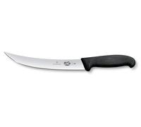 Victorinox Fibrox Cuchillo de matanza, cuchillo de despiece largo para trocear grandes piezas de carne, 20 cm, hoja curva, afilado, acero inoxidable, negro
