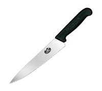 Victorinox Fibrox Cuchillo de trinchar de 22 cm con filo alveolado, antideslizante, fabricado en acero inoxidable, apto para el lavavajillas y de color negro