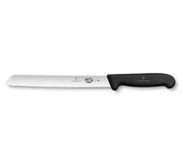 Victorinox Fibrox Cuchillo para pan con hoja dentada, cuchillo de cocina largo para repostería y pastelería, 21 cm, hoja larga, acero inoxidable, negro