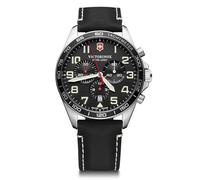 Victorinox Fieldforce Chrono Ø 42 mm Reloj de Pulsera de Hombre, Swiss Made, Cuarzo analógico, Sumergible hasta 100 m, Cristal de Zafiro, Pulsera de Piel, Blanco/Negro