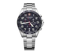 Victorinox Fieldforce Chrono Ø 42 mm Reloj de Pulsera de Hombre, Swiss Made, Cuarzo analógico, Sumergible hasta 100 m, Cristal de Zafiro, Pulsera de Acero Inoxidable, Azul/Plateado