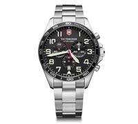Victorinox Fieldforce Chrono Ø 42 mm Reloj de Pulsera de Hombre, Swiss Made, Cuarzo analógico, Sumergible hasta 100 m, Cristal de Zafiro, Pulsera de Acero Inoxidable, Negro