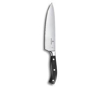 Victorinox Grand Maître, Cuchillo de cocinero profesional, Hoja extra afilada, afilado recto, 20 cm, Mango de plástico robusto, Acero inoxidable, negro