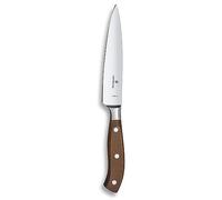 Victorinox Grand Maître, Cuchillo profesional para trinchar, Hoja extra afilada, afilado recto, 15 cm, Elegante mango de madera, Acero inoxidable, Marrón