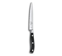 Victorinox Grand Maître, cuchillo profesional para trinchar, hoja extra afilada, afilado recto, 15 cm, mango de plástico, acero inoxidable, negro