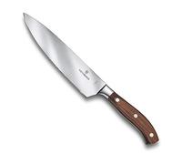 Victorinox Grand Maître, Cuchillo profesional para trinchar, Hoja extra afilada, afilado recto, 20 cm, Elegante mango de madera, Acero inoxidable, Marrón