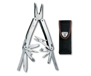 VICTORINOX Herramienta multifunción Swiss Tool Spirit X, 24 funciones, multiherramienta con hoja bloqueable y alicate multiuso de punta fina, in stuche de nailon, color plata