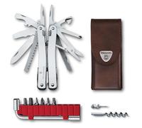 VICTORINOX Herramienta multifunción Swiss Tool Spirit X Plus, 35 funciones, Hecha en Suiza, multiherramienta con hoja bloqueable, incl. estuche de piel, color plata