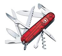 Victorinox Huntsman, Navaja Multiuso Suiza, Cuchillo bolsillo, Regalo, 15 Funciones, Hoja grande, Sacacorchos, Rojo Transp