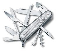 Victorinox, Huntsman, Navaja Multiuso Suiza, Cuchillo bolsillo, Regalo, 15 Funciones, Hoja grande, Sacacorchos, Plata Transparente