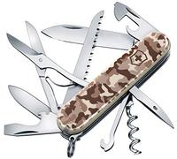 Victorinox Huntsman, Swiss Army Knife, Navaja suiza multiusos con 15 funciones, incluyendo tijeras, sierra para madera y sacacorchos, Desert Camouflage