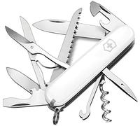 Victorinox Huntsman, Swiss Army Knife, Navaja suiza multiusos con 15 funciones, incluyendo tijeras, sierra para madera y sacacorchos, Blanco