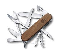 Victorinox Huntsman Wood, Swiss Army Knife, Navaja multiusos suiza fabricada en madera con 13 funciones, incluyendo hoja grande y sierra