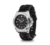 Victorinox I.N.O.X. Ø 37 mm Reloj de Pulsera de Mujer, Swiss Made, Cuarzo analógico, Sumergible hasta 100 m, Cristal de Zafiro, Pulsera de Paracord, Negro