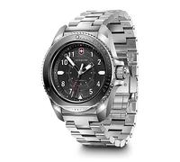 Victorinox Journey 1884 Ø 43 mm Reloj de Pulsera de Hombre, Swiss Made, Cuarzo analógico, Sumergible hasta 200 m, Pulsera de Acero Inoxidable, Negro/Plateado