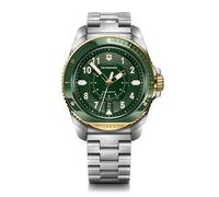 Victorinox Journey 1884 Ø 43 mm Reloj de Pulsera de Hombre, Swiss Made, Cuarzo analógico, Sumergible hasta 200 m, Pulsera de Acero Inoxidable, Verde/Plateado