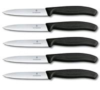 Victorinox Juego de 5 cuchillos para verduras Swiss Classic, negro, 10 cm sin borde dentado, cuchillo de tomate