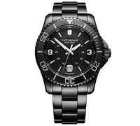 Victorinox Maverick Black Edition Ø 43 mm Reloj de Pulsera de Hombre, Swiss Made, Cuarzo analógico, Sumergible hasta 100 m, Pulsera de Acero Inoxidable, Negro