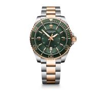 Victorinox Maverick Quarz Ø 43 mm Reloj de Pulsera de Hombre, Swiss Made, Cuarzo analógico, Sumergible hasta 100 m, Pulsera de Acero Inoxidable, Verde/Plateado/Dorado Rosa