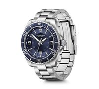 Victorinox Maverick - Reloj de Pulsera para Hombre, analógico, Cuarzo, Resistente al Agua hasta 100 m, diámetro de la Caja: 43 mm, Correa de 21 mm, 178 g, Plateado y Negro, Clásico