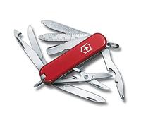 VICTORINOX Navaja suiza de bolsillo Mini Champ, pequeña, 18 funciones, Hecha en Suiza, multiherramienta con abrecartas, abrebotellas, pelacables, rojo