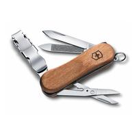 Victorinox Nail Clip 580 Wood Navaja Suiza Multiusos, 6 Funciones | Herramienta de bolsillo con cortaúñas, tijeras y lima de uñas en madera de nogal para cuidado personal. Hecho en Suiza