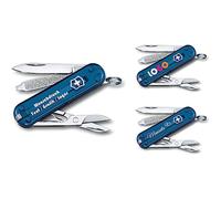 Victorinox Navaja Classic SD Con Impresión Deseada en La Cáscara I Regalo para Hombres Mujer Zum Cumpleaños I 7 Funciones Cielo High 0.6223 (Azul Petróleo Transparente)