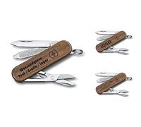 Victorinox Navaja Classic SD Madera Nogal con Petición Grabado en La Cuchillo Cáscara I Regalo para Hombres Mujer I para Cumpleaños I Suiza Navaja Personalizada 5 Funciones 0.6221.63