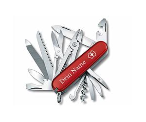 Victorinox Navaja de bolsillo Handyman con impresión en la carcasa I regalo para hombres mujeres I cumpleaños I navaja suiza personalizada con 15 funciones 1.3773