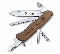 Victorinox Navaja Madera Hecho de Madera con Grabado I Regalo para Hombres Mujer I para Cumpleaños I Suiza Navaja Personalizada Mango Hoja