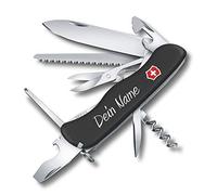 Victorinox Navaja Outrider Con Petición Presión en La Cáscara I Regalo para Hombres Mujer I Para Cumpleaños I Suiza Navaja Personalizada Con 14 Funciones 0.8513 (Negro)