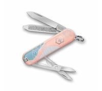 Victorinox Navaja suiza de bolsillo Classic SD, 7 funciones, Hecha en Suiza, multiherramienta para mujer, llavero, incl. estuche de regalo, Paris Style (rosa, azul)