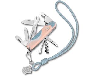 Victorinox Navaja suiza de bolsillo Companion, 16 funciones, Hecha en Suiza, multiherramienta para mujer, in stuche de regalo, Paris Style (rosa, azul)