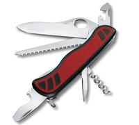 Victorinox Navaja suiza de bolsillo Forester M, 10 funciones, multiherramienta con hoja grande, abrelatas, destornillador 3 mm, para una mano, rojo/negro