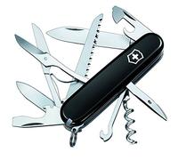 VICTORINOX Navaja suiza de bolsillo Huntsman, 15 funciones, Swiss Made, multiherramienta outdoor incl. tijeras, sierra para madera, negro