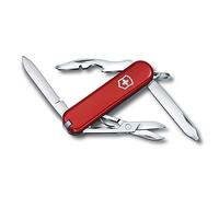 Victorinox Navaja suiza de bolsillo Rambler, pequeña, 10 funciones, Hecha en Suiza, multiherramienta con destornillador Phillips, tijeras, rojo