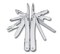 Victorinox Navaja suiza de bolsillo Swiss Tool Spirit MX, 24 funciones, multiherramienta in licate, destornillador, abrelatas, estuche para cinturón de nailon, color plata