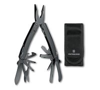 VICTORINOX Navaja suiza de bolsillo Swiss Tool Spirit MXBS, 24 funciones, multiherramienta in licate, destornillador, abrelatas, estuche para cinturón de nailon, color plata