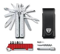 VICTORINOX Navaja suiza de bolsillo Swiss Tool X Plus Ratchet, 40 funciones, multiherramienta incl. alicate multiuso de punta, hoja bloqueable, color plata